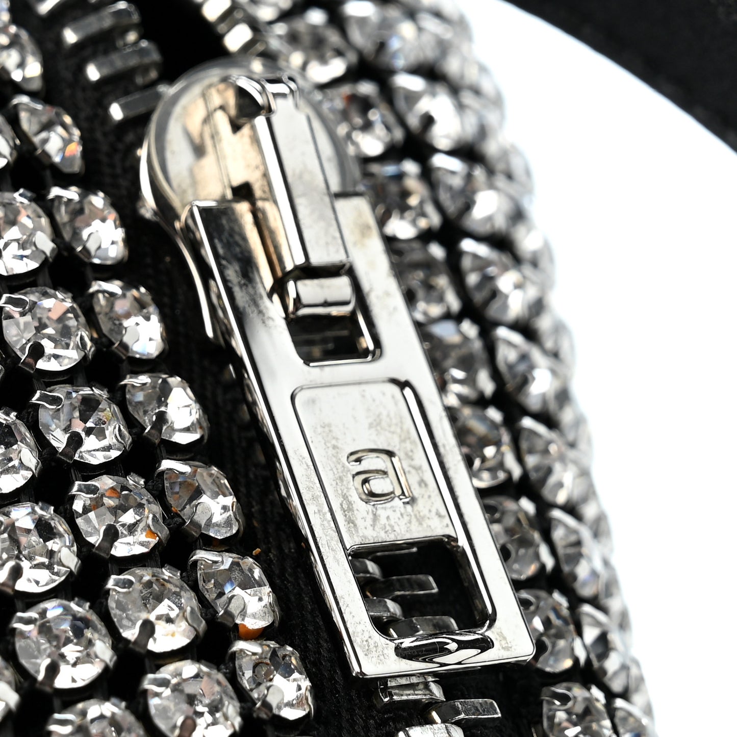 Mesh Crystal Rhinestone Mini Heiress Pouch Black Silver