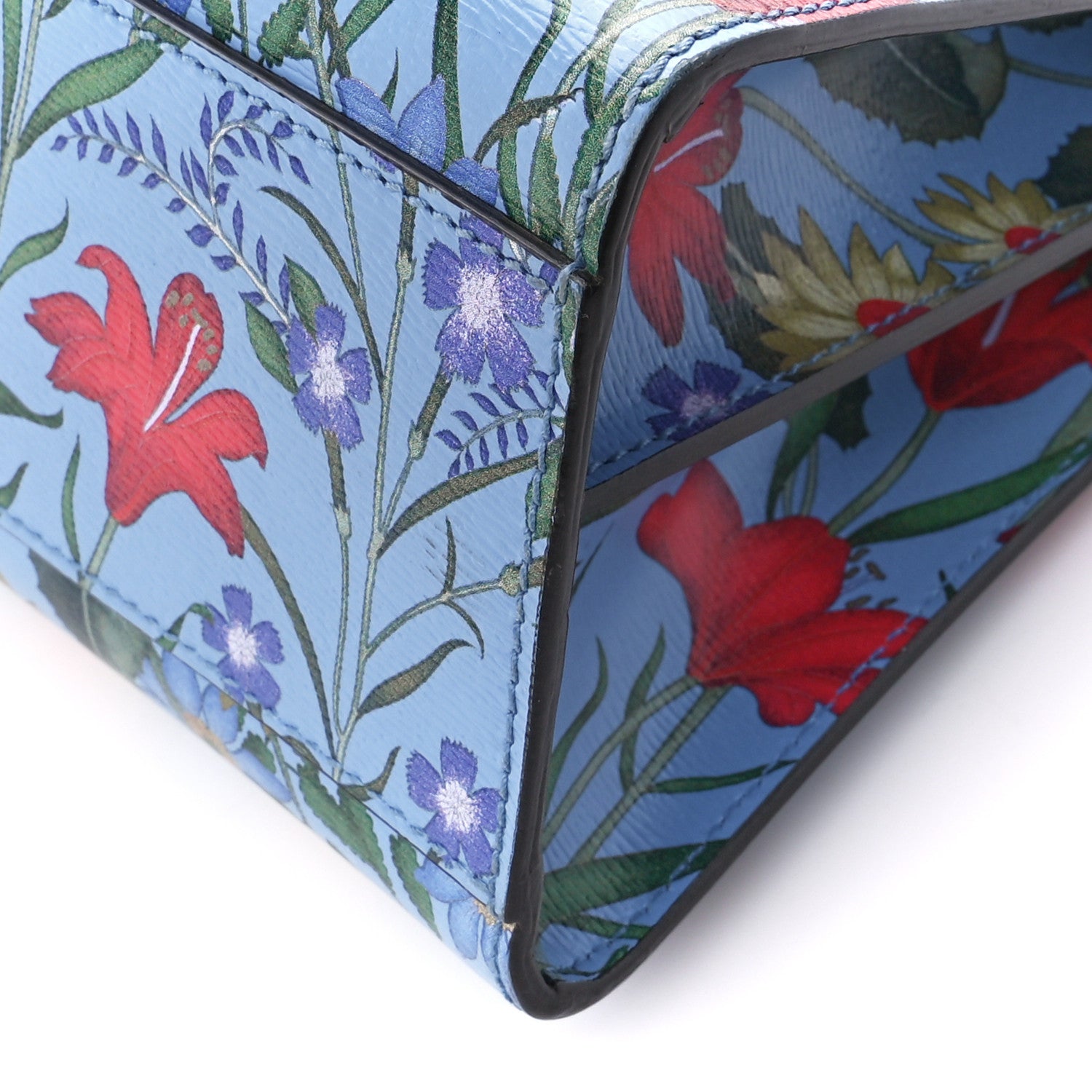 Gucci Calfskin Bamboo Web New Flora Small Nymphaea Top Handle Bag Azure 13 of 13