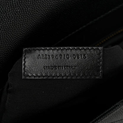 Saint Laurent Grain De Poudre Matelasse Chevron Large Monogram Satchel Black 7 of 10