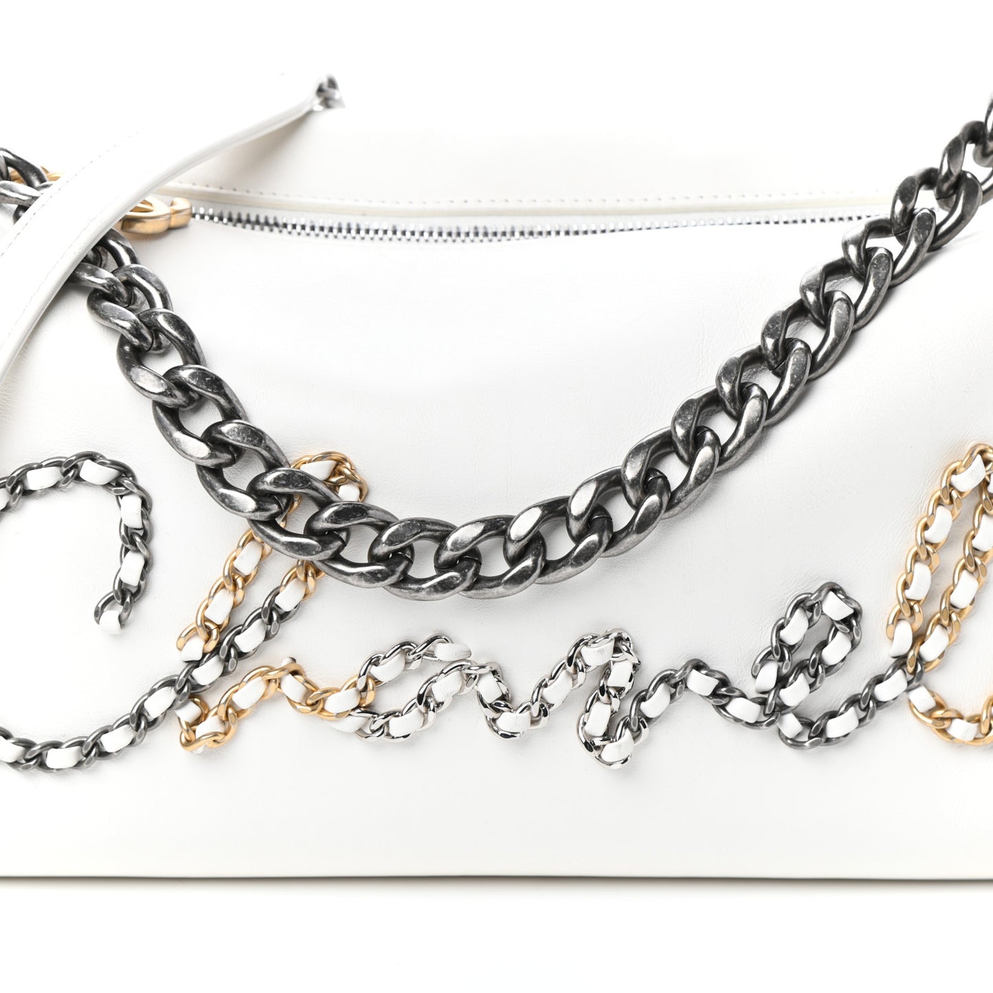 Calfskin Chain 20s Signature Hobo White