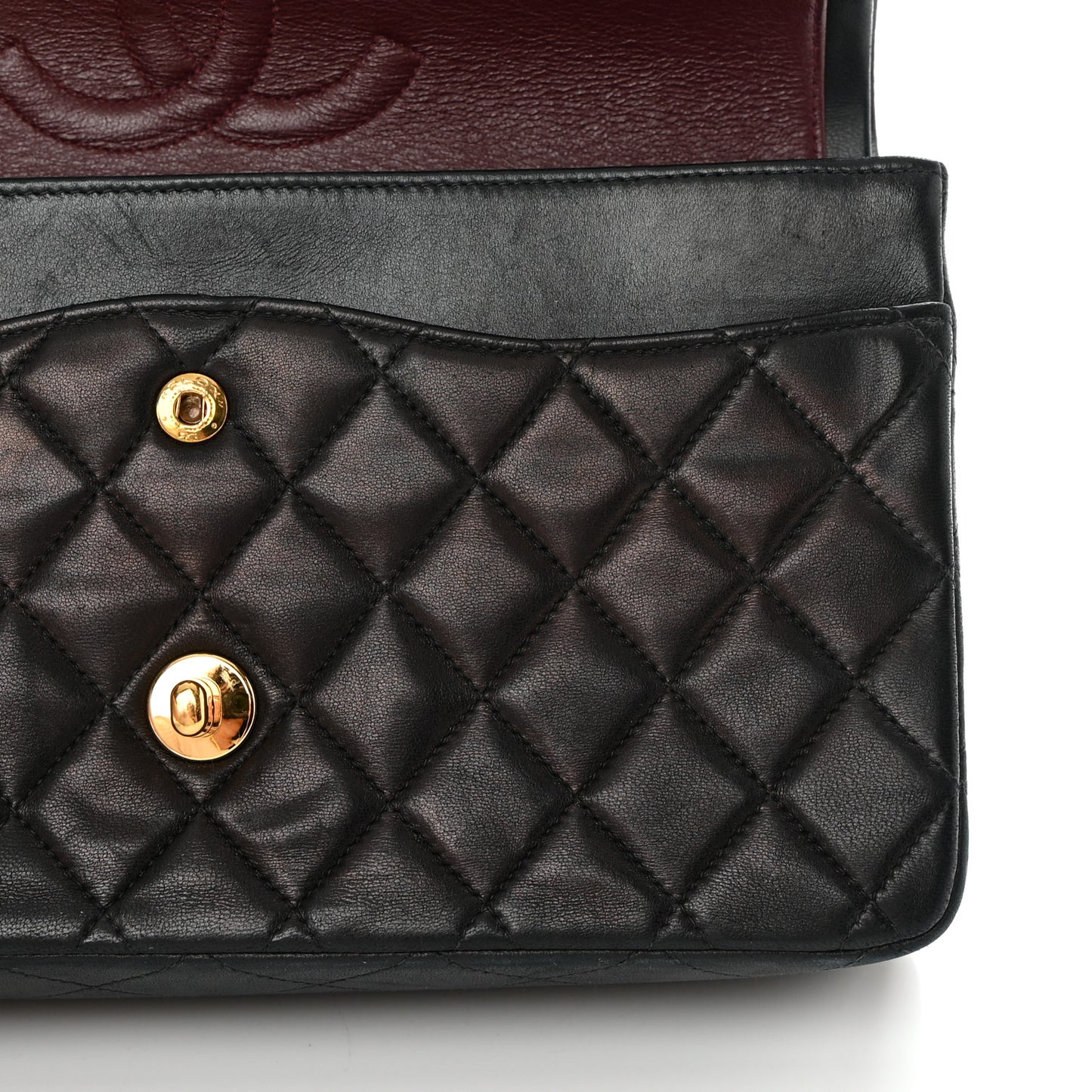 Lambskin Quilted Medium Double Flap Black