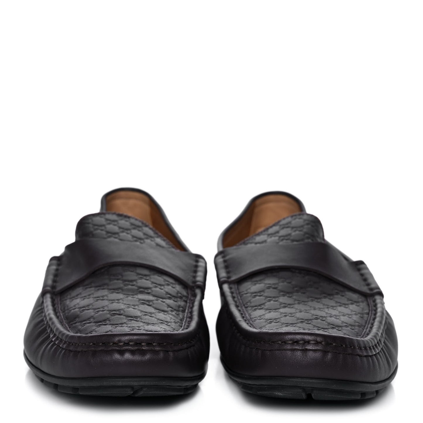 Calfskin Miro Soft Microguccissima Mens Driver Loafers 12 Dark Brown