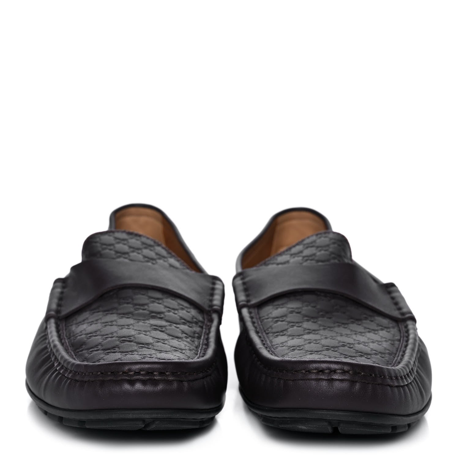Gucci Calfskin Miro Soft Microguccissima Mens Driver Loafers 12 Dark Brown 2 of 11