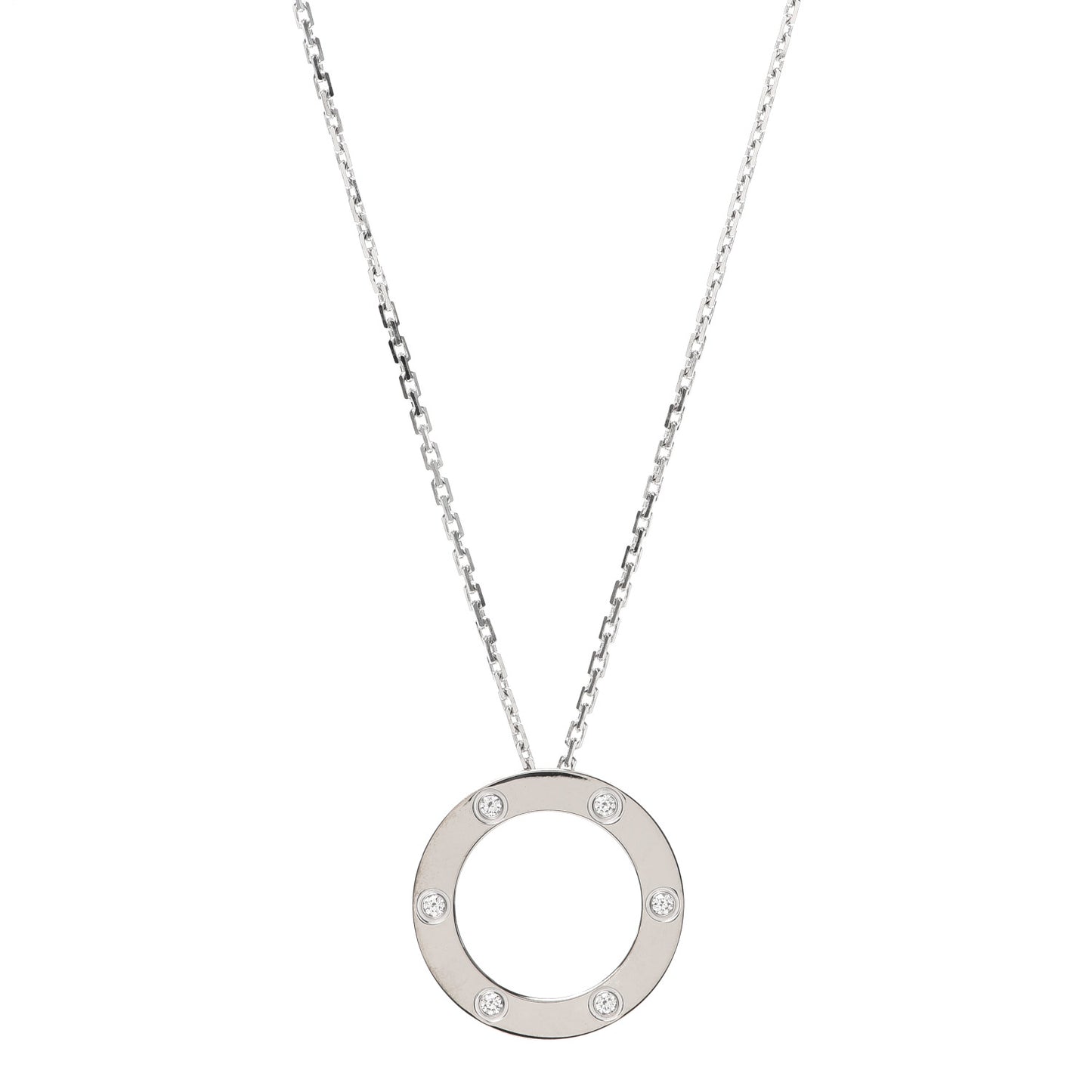 18K White Gold 6 Diamonds LOVE Pendant Necklace