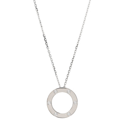 Cartier 18K White Gold 6 Diamonds LOVE Pendant Necklace 1 of 5