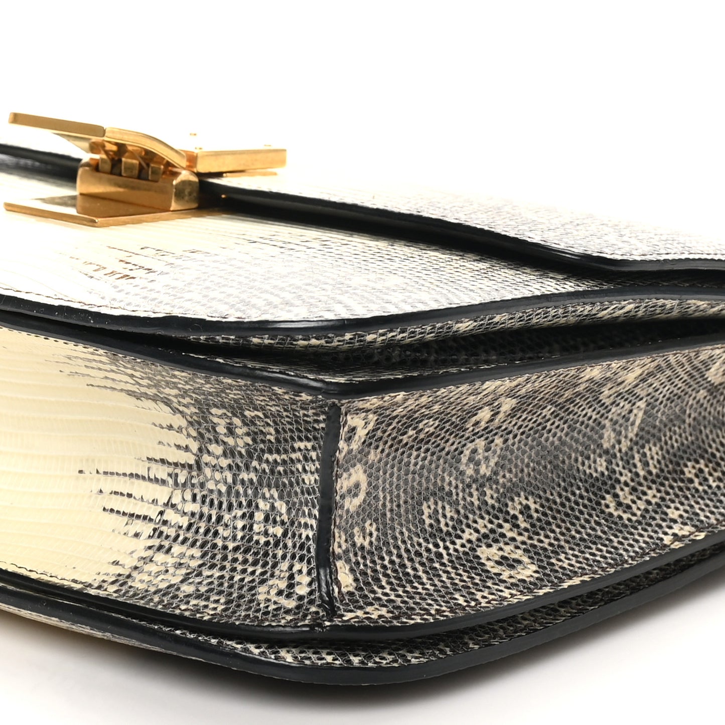 Lizard Medium Classic Box Flap Bag Natural