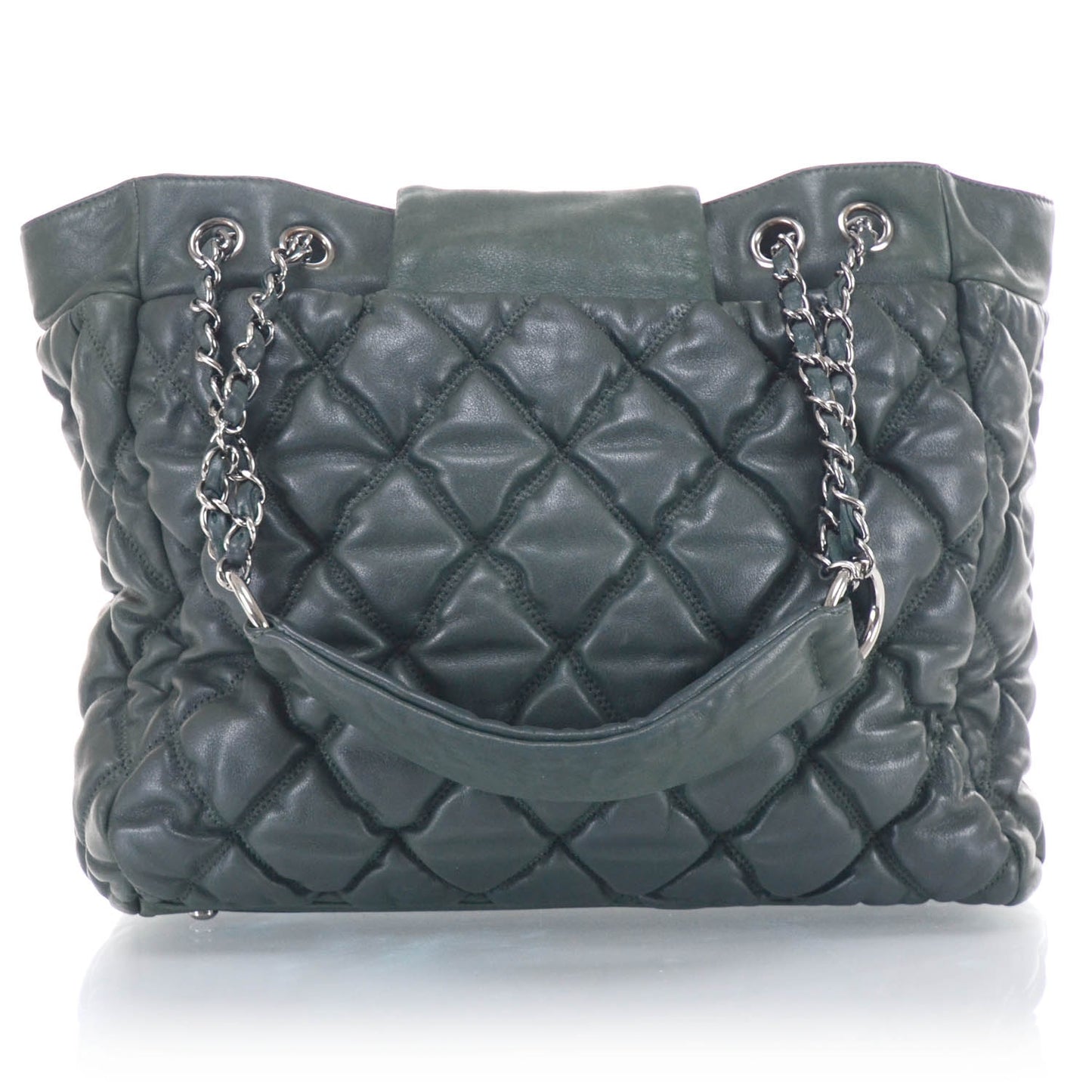 Lambskin Large Bubble Quilt Tote Green