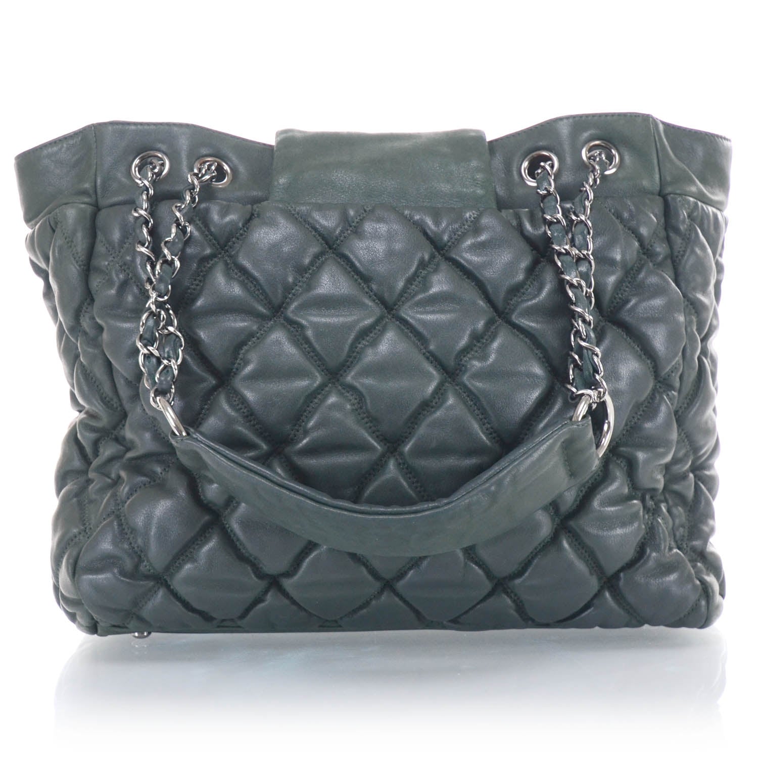 Chanel Lambskin Large Bubble Quilt Tote Green 3 of 11