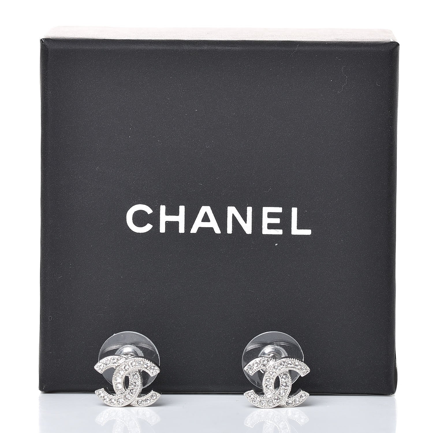 Chanel Crystal Mini Timeless CC Earrings Silver 5 of 5