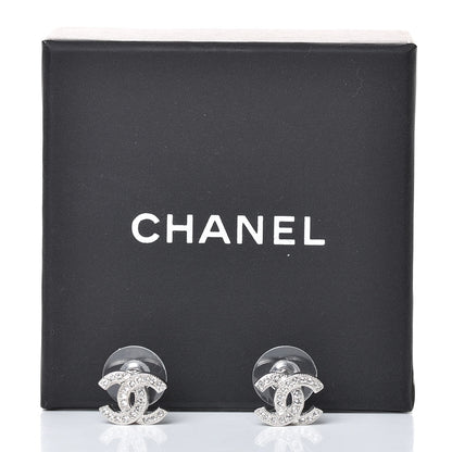Chanel Crystal Mini Timeless CC Earrings Silver 5 of 5