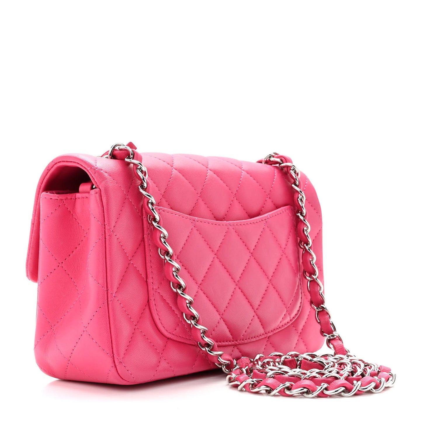 Lambskin Quilted Mini Rectangular Flap Fuchsia