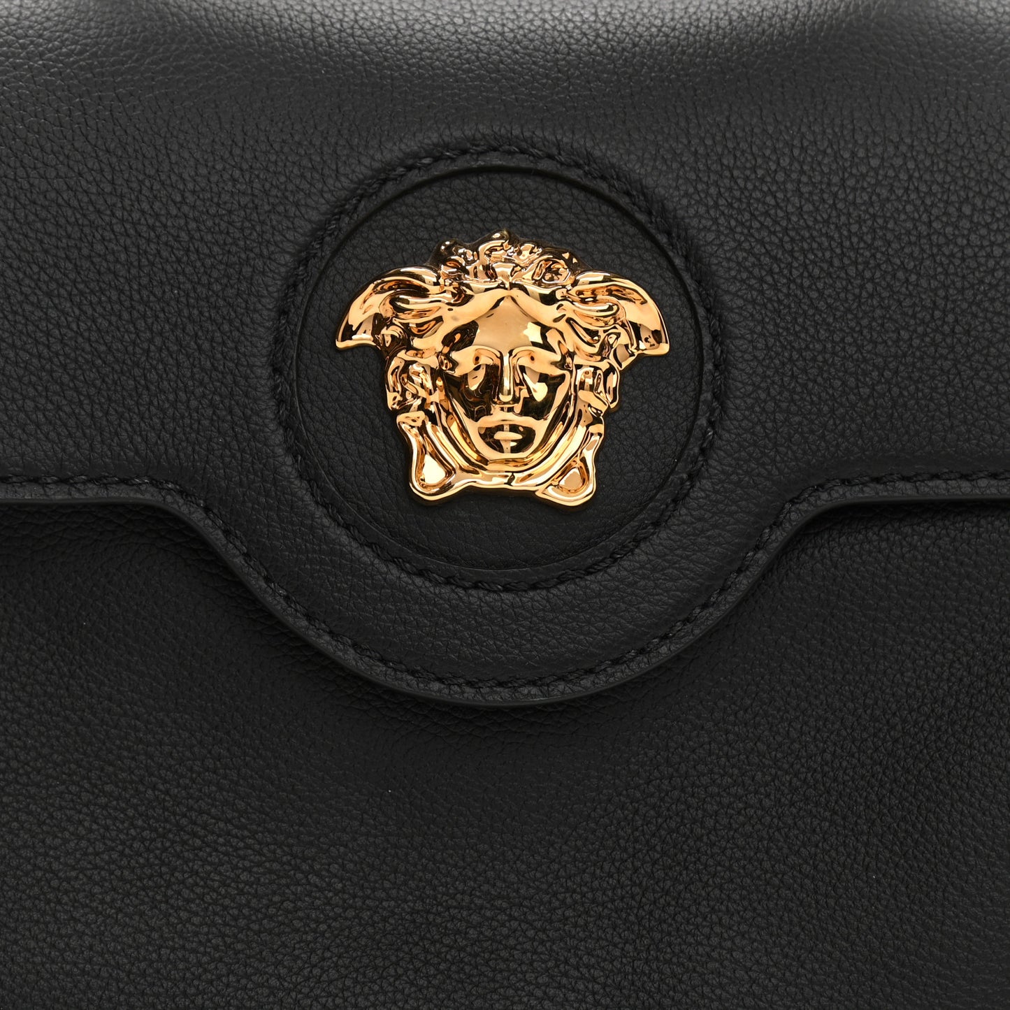 Calfskin Medium La Medusa Top Handle Handbag Black