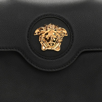 Versace Calfskin Medium La Medusa Top Handle Handbag Black 12 of 21
