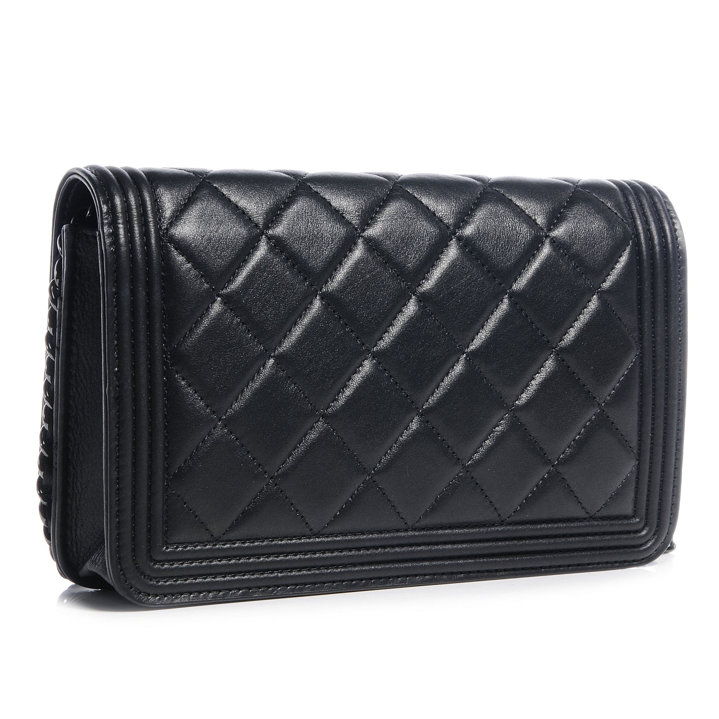 Lambskin Quilted Boy Wallet On Chain WOC So Black