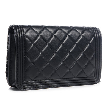 Chanel Lambskin Quilted Boy Wallet On Chain WOC So Black 3 of 9
