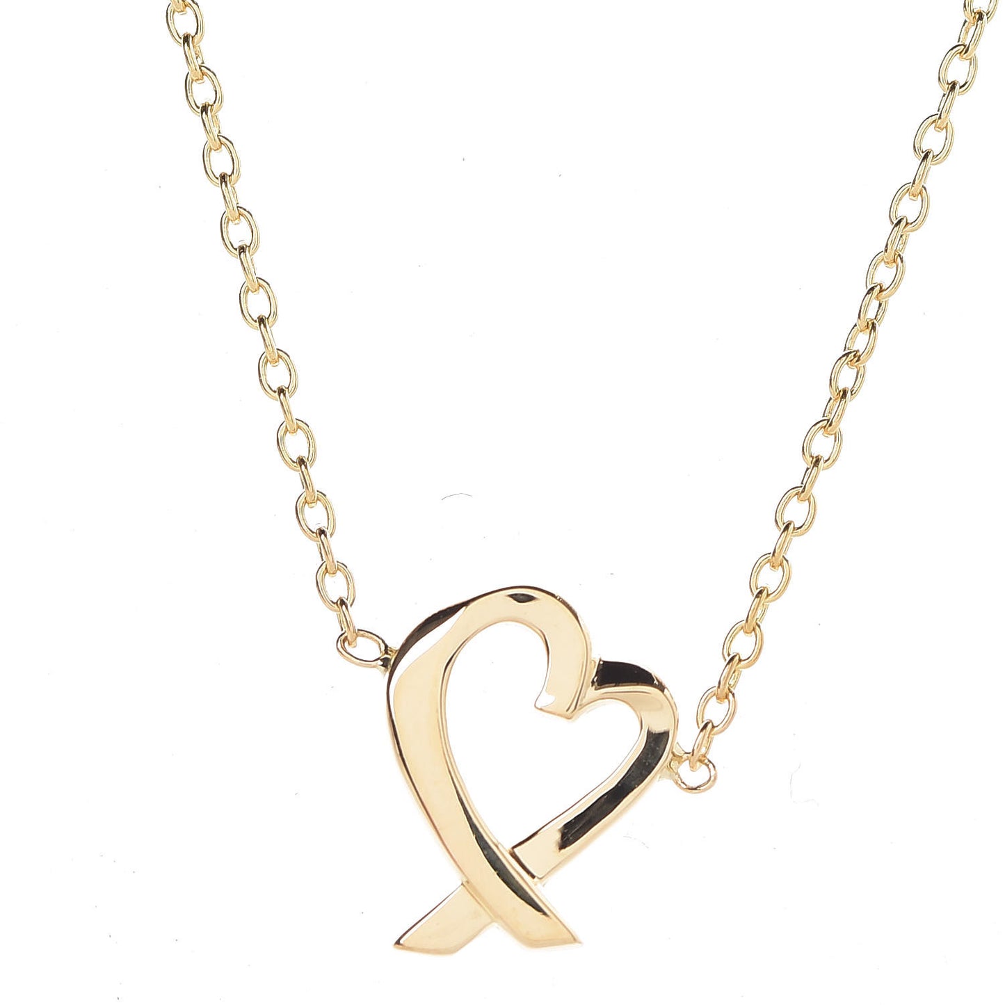 18K Yellow Gold Mini Paloma Picasso Loving Heart Pendant Necklace