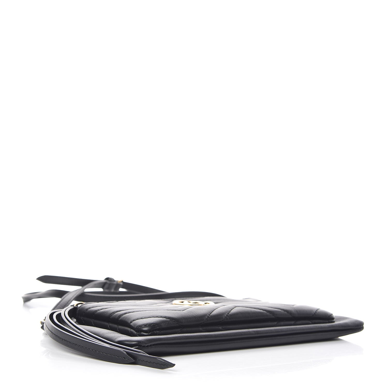 Gucci Calfskin Matelasse Small GG Marmont Double Zip Shoulder Bag Black 4 of 10
