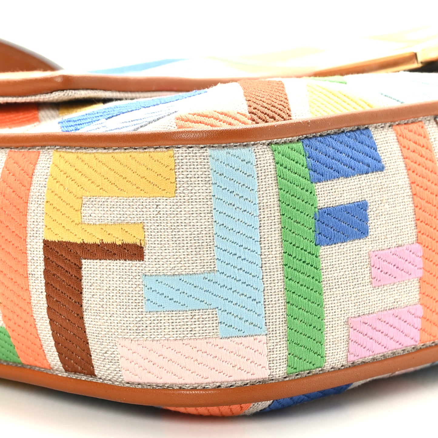 Kuban Canvas Vitello King FF Embroidered Baguette Grezzo Multicolor