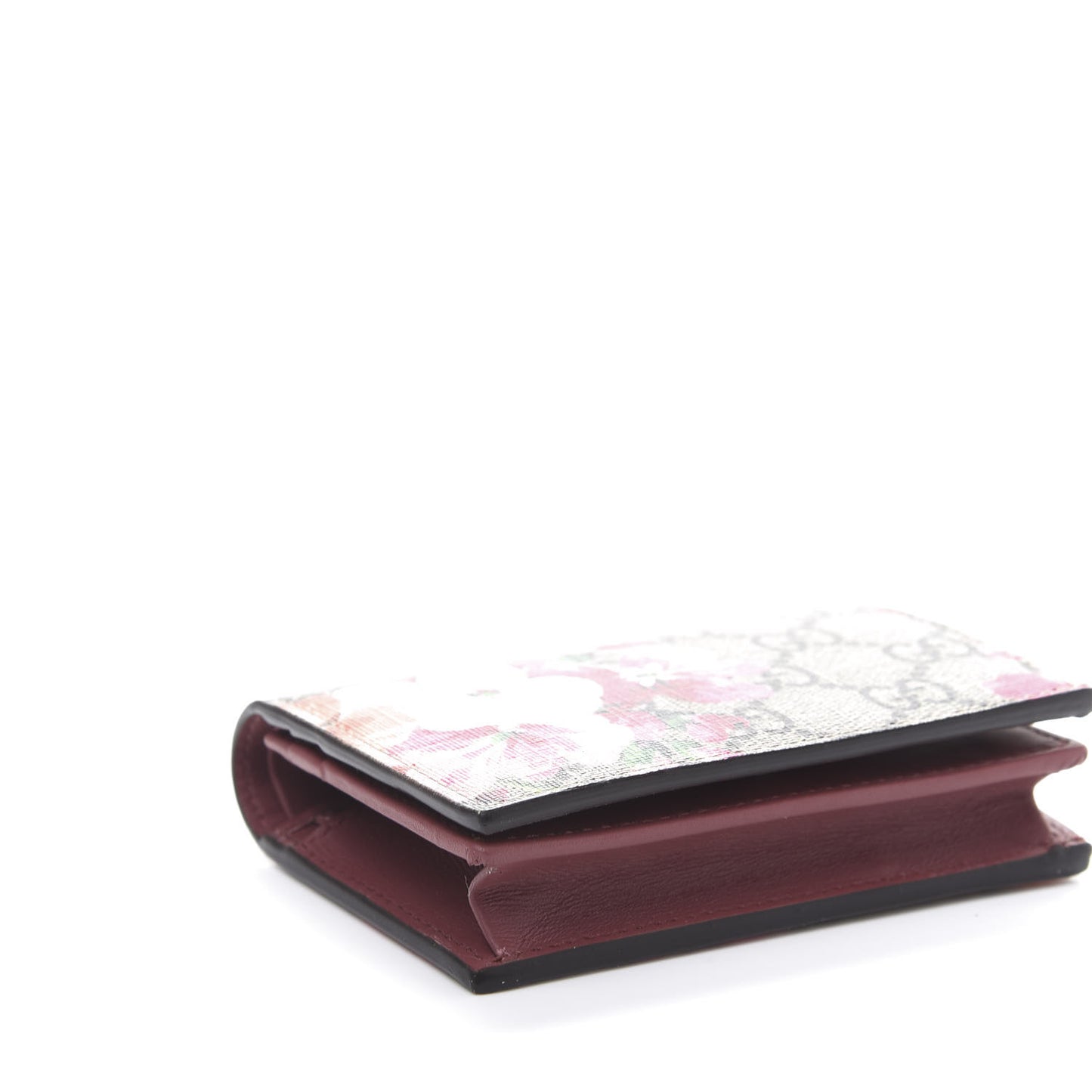 GG Supreme Monogram Blooms Card Case Wallet Beige Multicolor Dry Rose