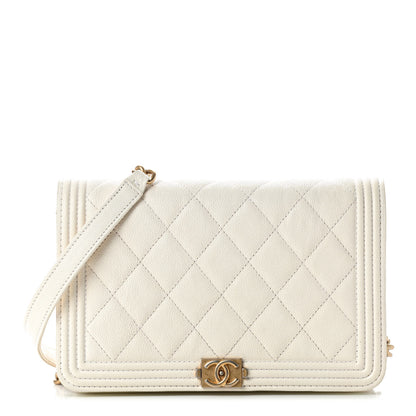 Chanel Caviar Quilted Boy Wallet On Chain WOC White 1 of 10
