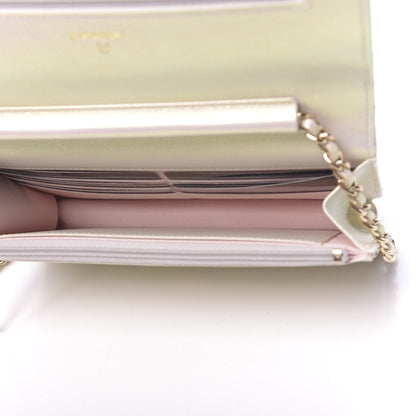 Chanel Iridescent Lambskin Quilted Wallet On Chain WOC Ivory 5 of 12