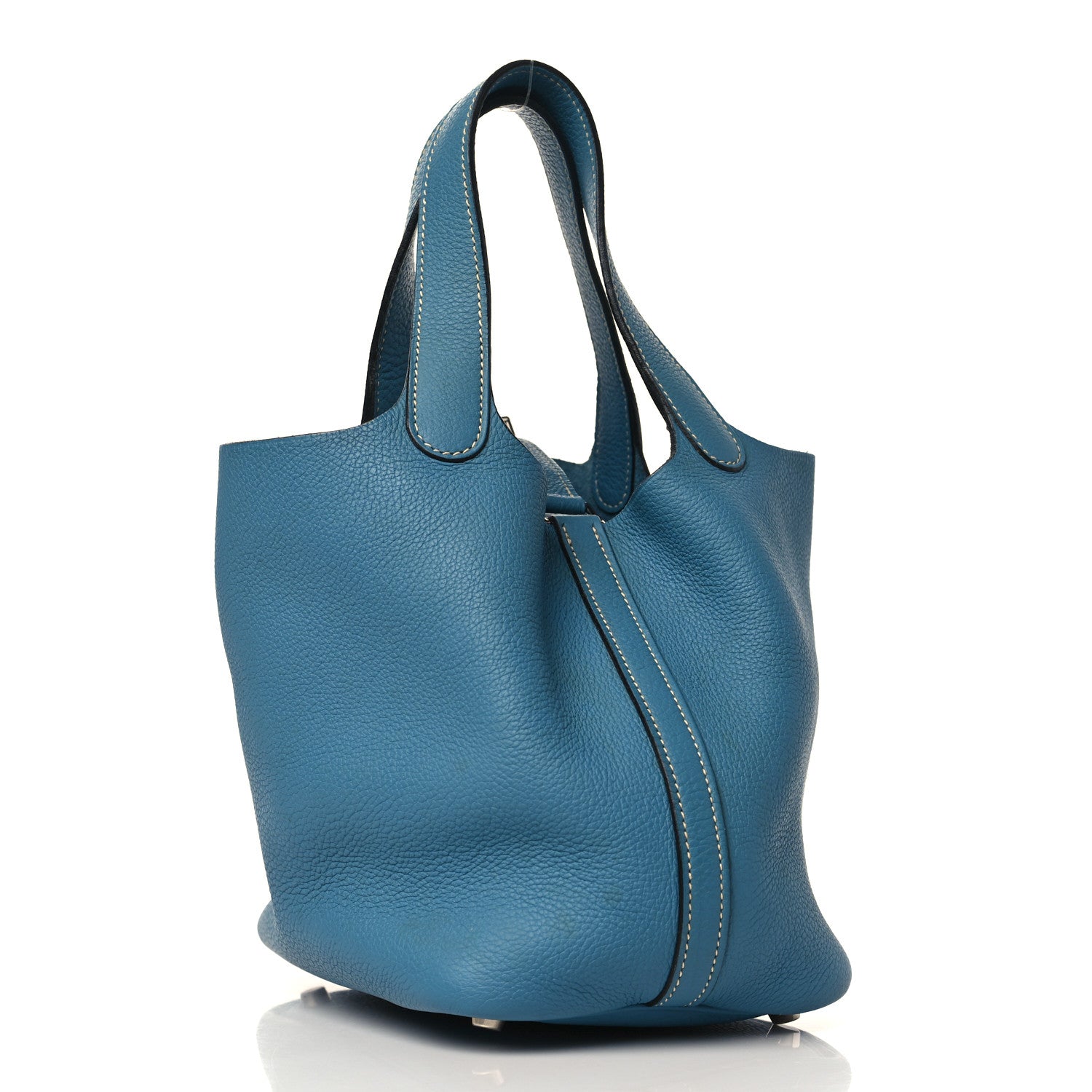 Hermes Taurillon Clemence Picotin 22 MM Blue Jean 3 of 9