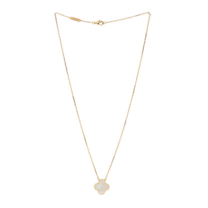 Van Cleef & Arpels 18K Yellow Gold Mother of Pearl Vintage Alhambra Pendant Necklace 3 of 5