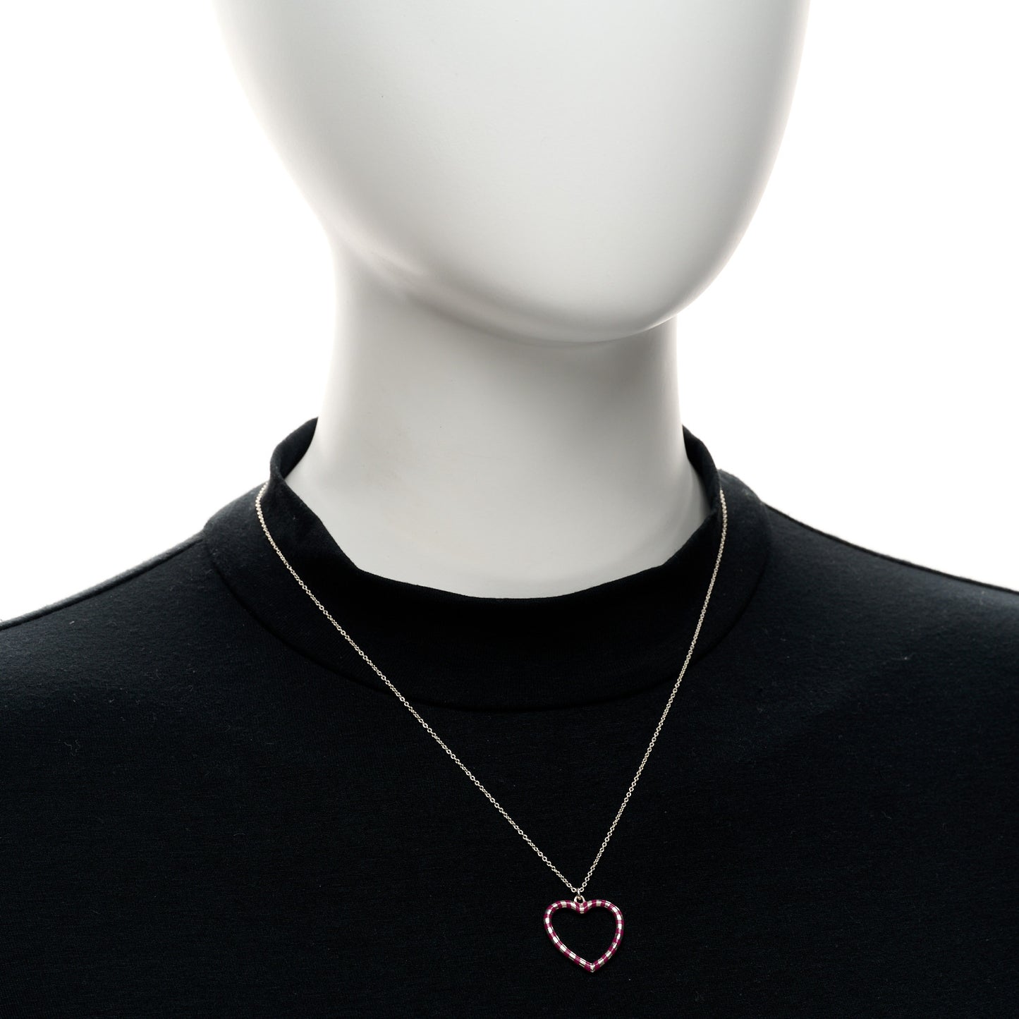Sterling Silver Enamel Paloma Picasso Striped Heart Pendant Necklace Red