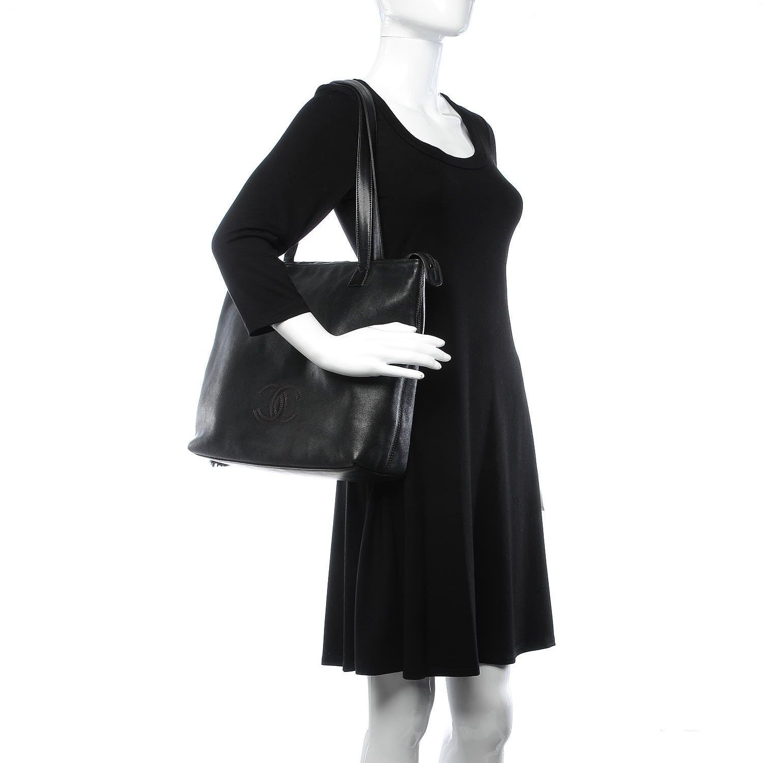 Chanel Calfskin CC Tassel Shopping Tote Black 10 of 16