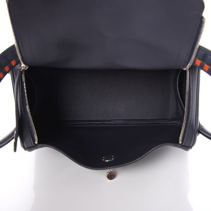Hermes Swift Epsom Lindy 26 Tressage De Cuir Bleu Indigo Noir Terre Battue 6 of 9