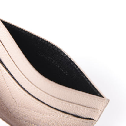 Saint Laurent Grain De Poudre Matelasse Chevron Monogram Credit Card Case Marble Pink 9 of 10