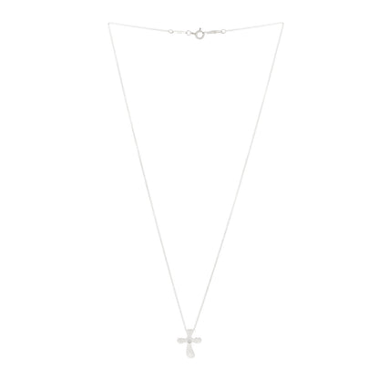 Tiffany Sterling Silver Diamond Elsa Peretti Cross Pendant Necklace 2 of 4