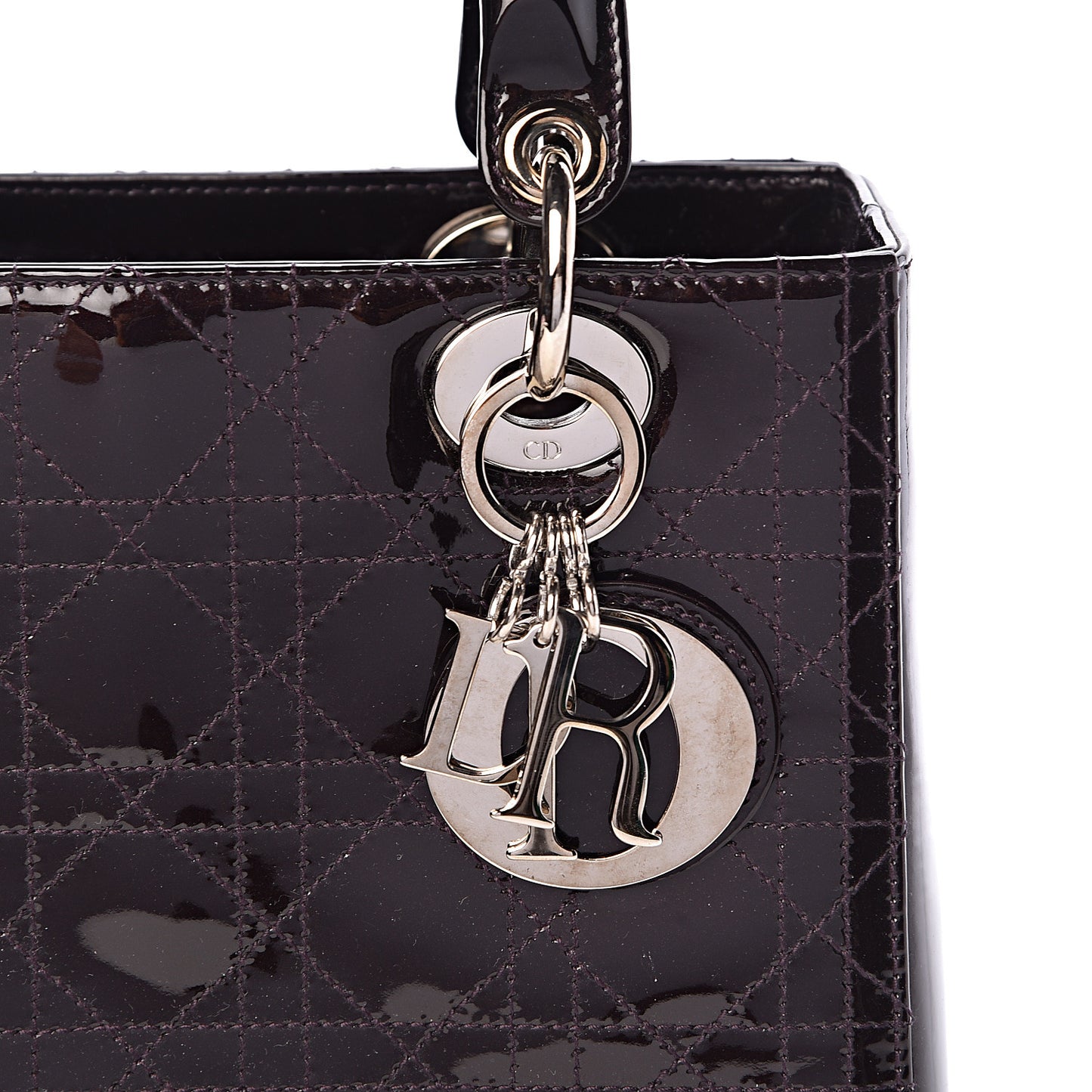 Patent Calfskin Cannage Stitched Medium Lady Dior Amethyste