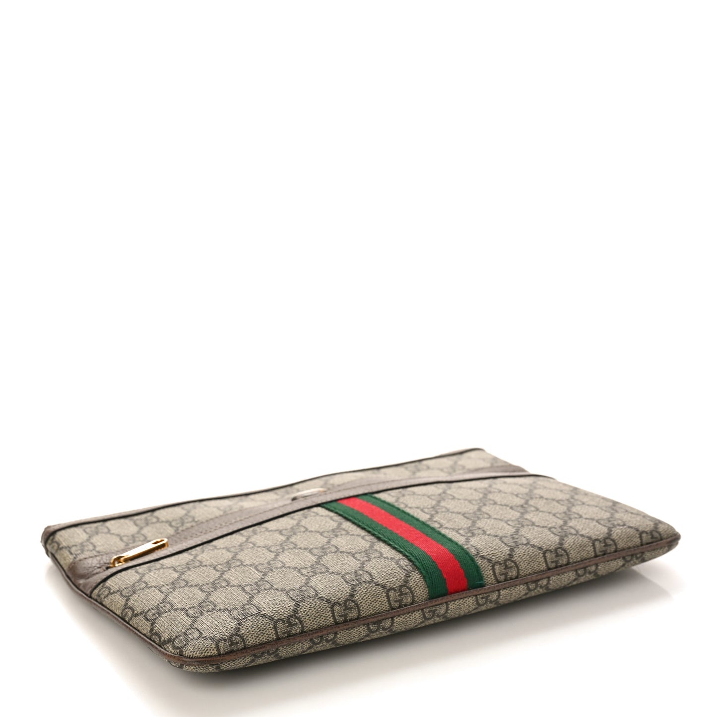 GG Supreme Monogram Large Ophidia Pouch Clutch Brown