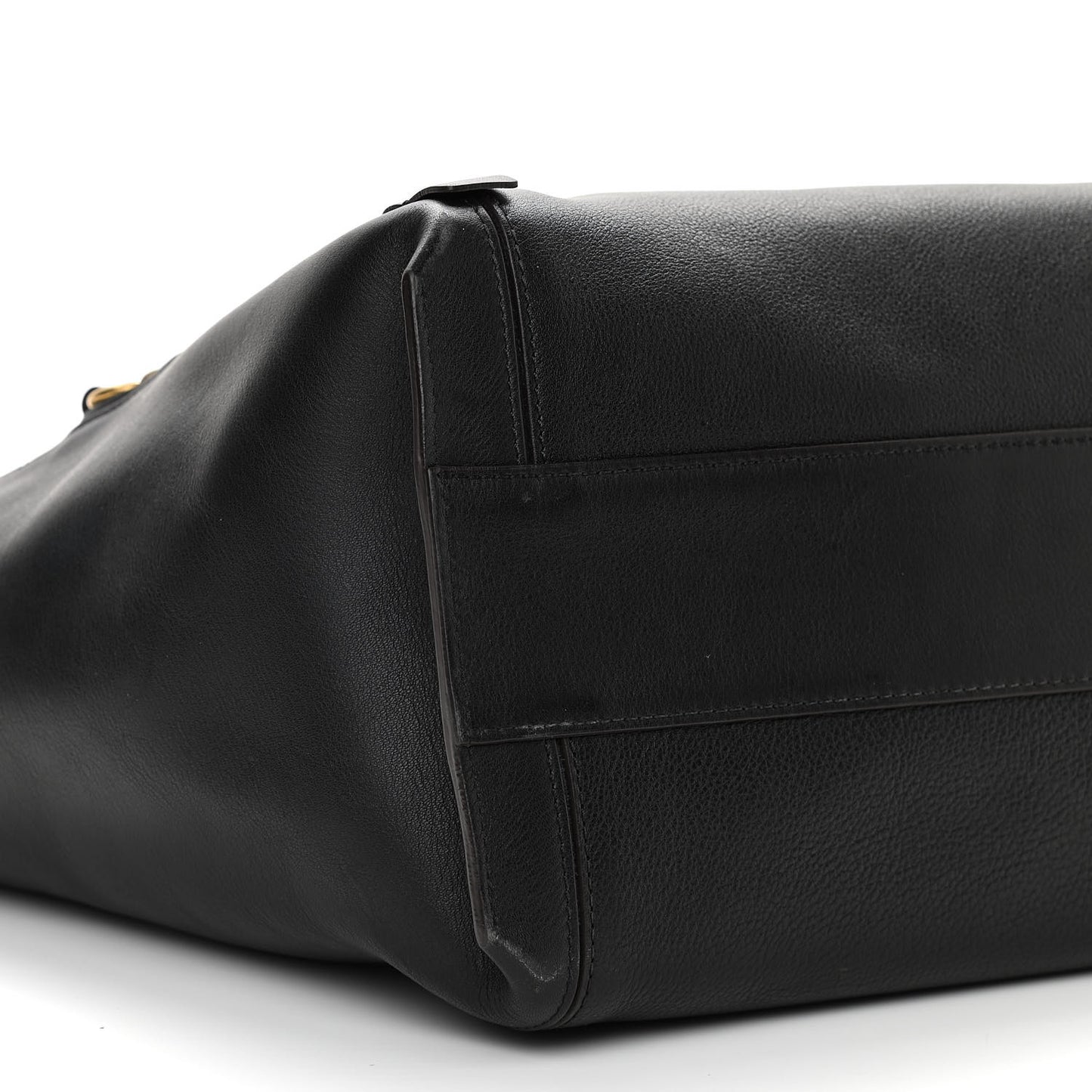 Smooth Calfskin Medium Milo Shopping Tote Black