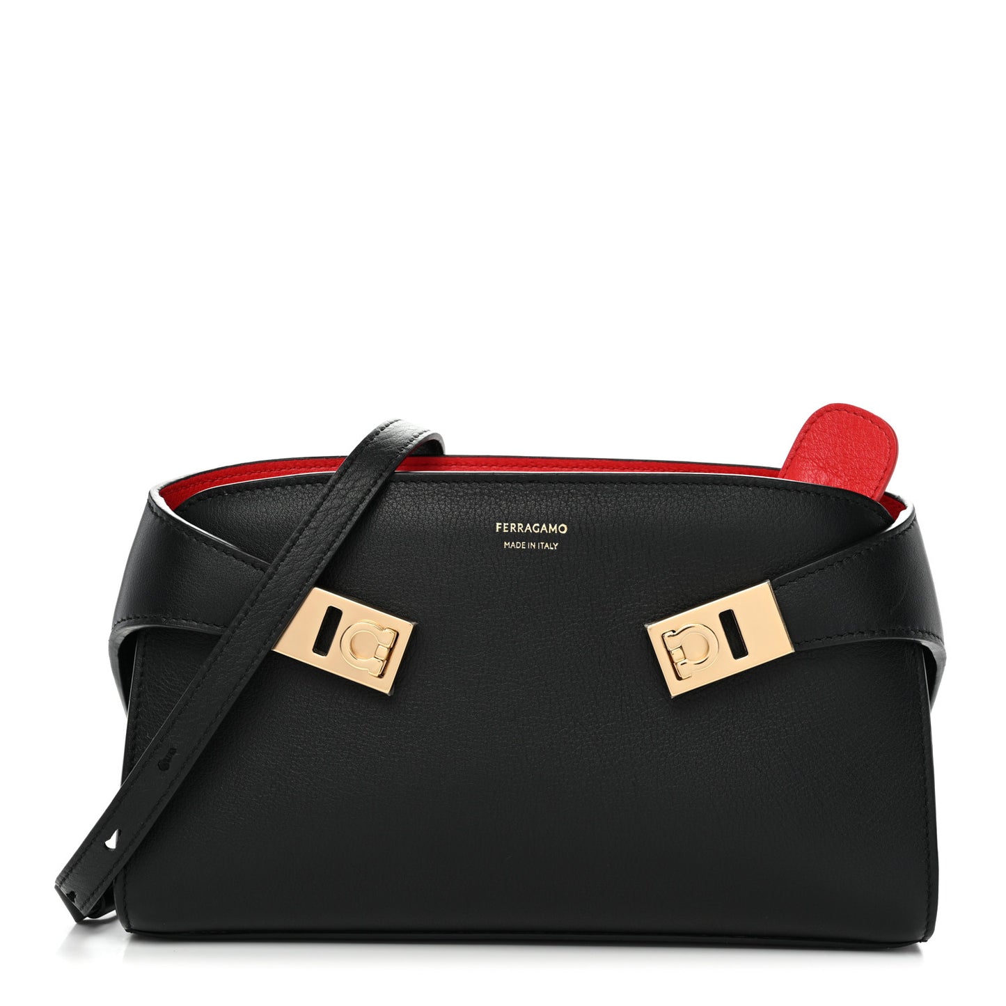 Calfskin Mini Hug Crossbody Bag Black Flame Red