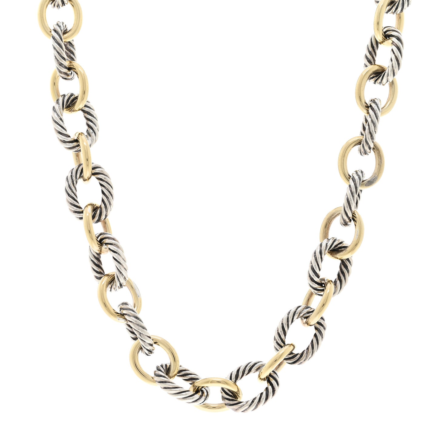 Sterling Silver 18K Yellow Gold 12mm Large Oval Link Necklace