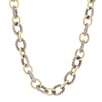 David Yurman Sterling Silver 18K Yellow Gold 12mm Large Oval Link Necklace 1 of 5