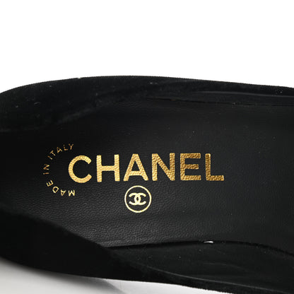Chanel Velvet Camellia Pumps 37.5 Black 7 of 10