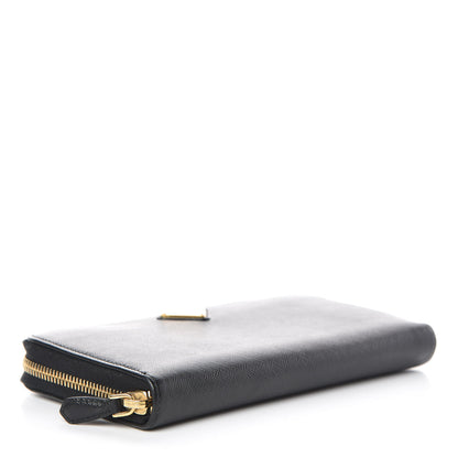 Prada Saffiano Triangle Zip Around Wallet Black 4 of 7