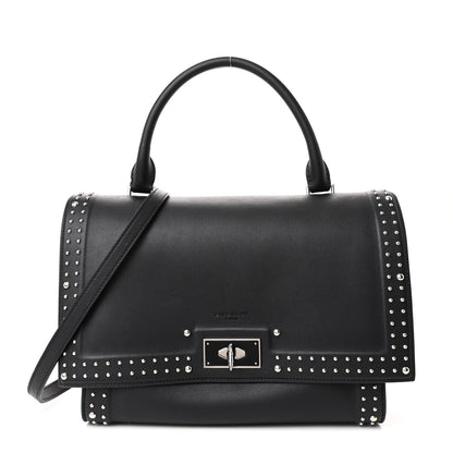 Givenchy Grained Calfskin Studded Small Shark Lock Satchel Black 1 of 9