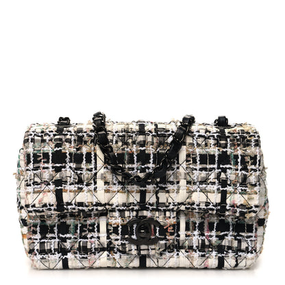 Chanel Tweed Quilted Mini Rectangular Flap White Black Multicolor 1 of 11