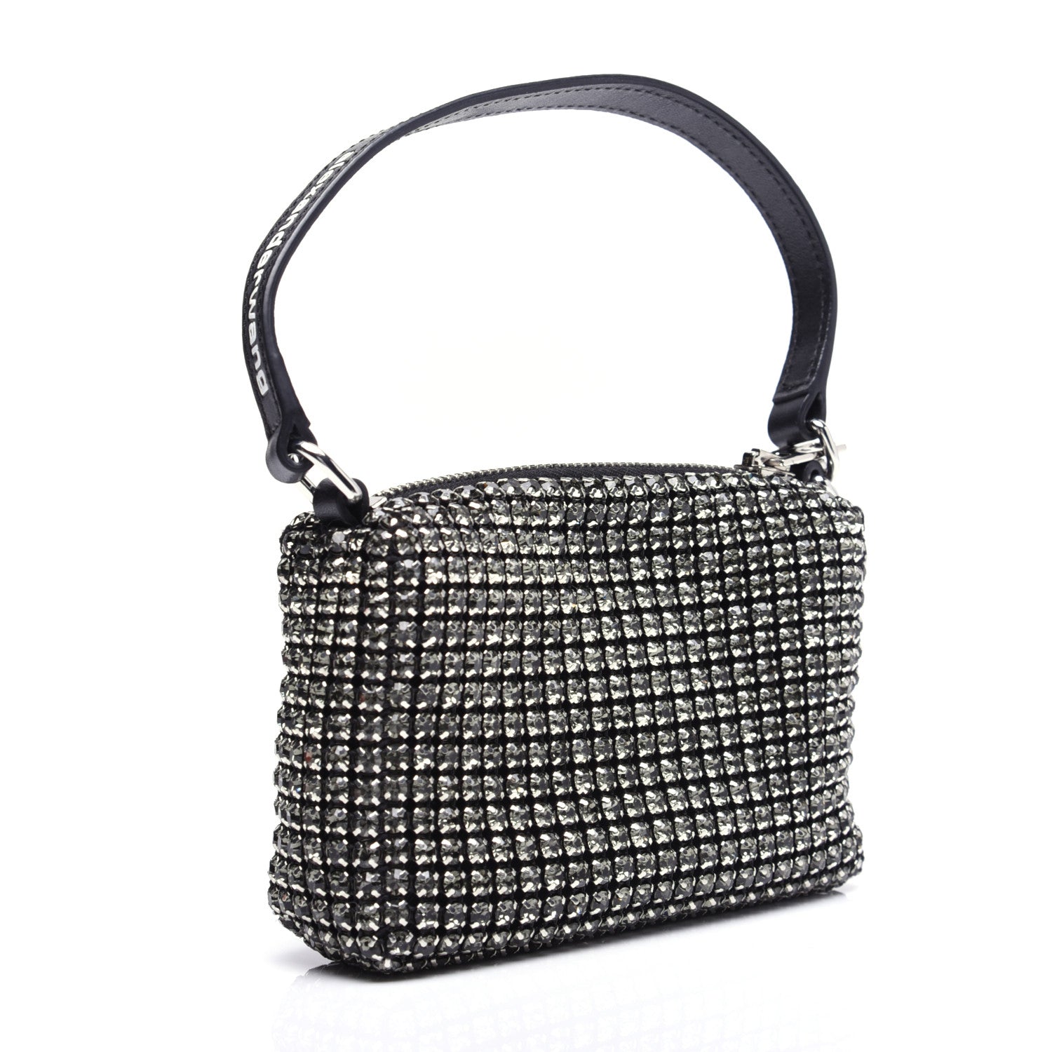 Alexander Wang Mesh Crystal Rhinestone Mini Heiress Pouch Black Silver 4 of 11