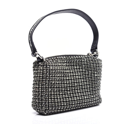 Alexander Wang Mesh Crystal Rhinestone Mini Heiress Pouch Black Silver 4 of 11