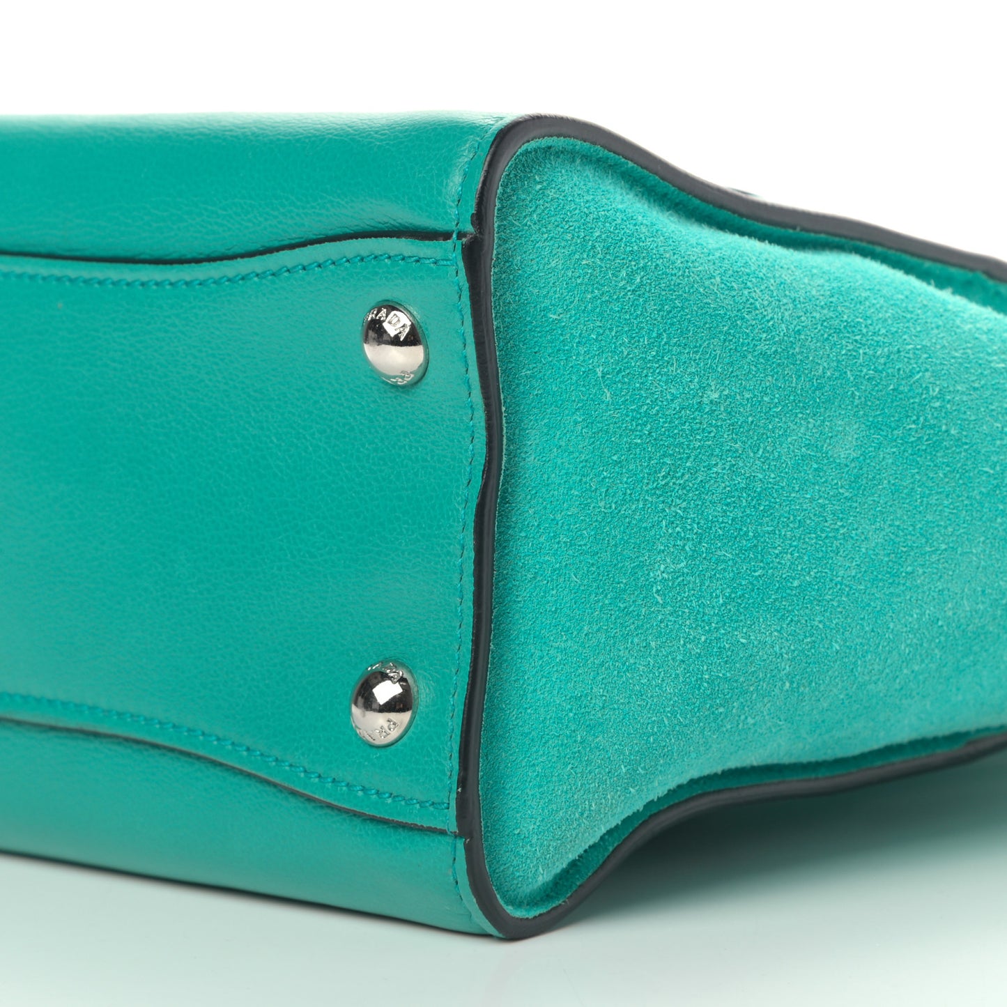 Glace Calf Scamosciato Suede Mini Twin Pocket Tote Giada