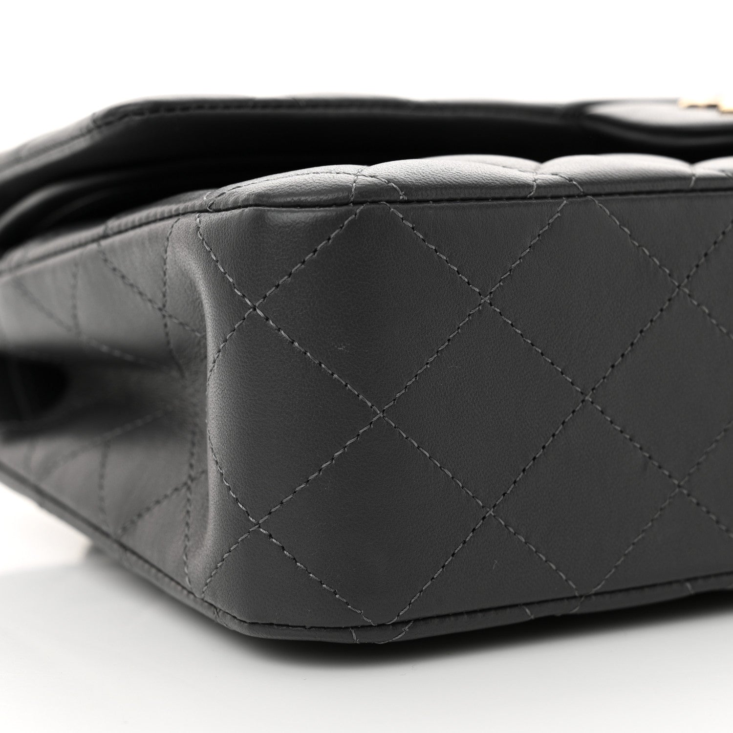 Chanel Lambskin Quilted Medium Double Flap Dark Grey 9 of 12