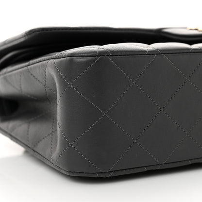 Chanel Lambskin Quilted Medium Double Flap Dark Grey 9 of 12