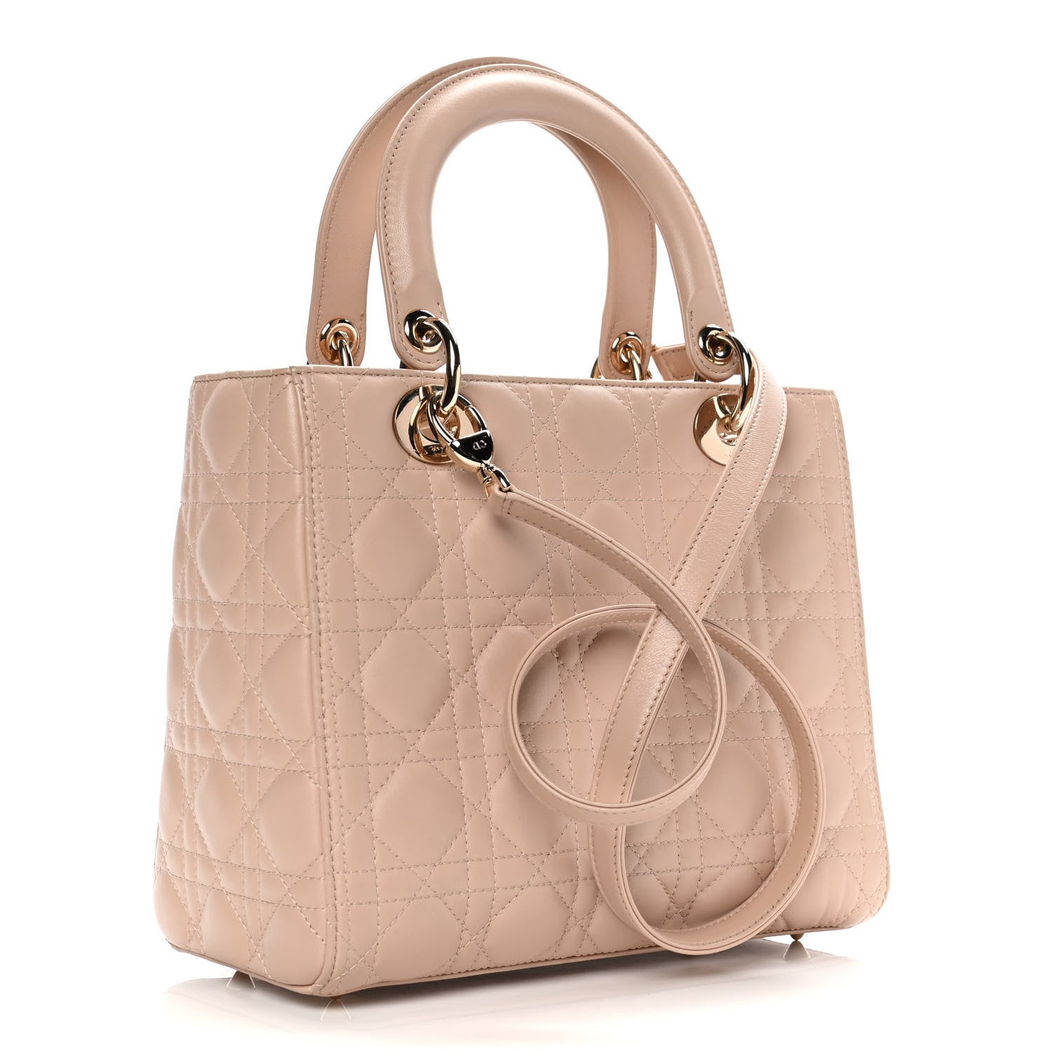 Christian Dior Lambskin Cannage Medium Lady Dior Rose Poudre 3 of 10