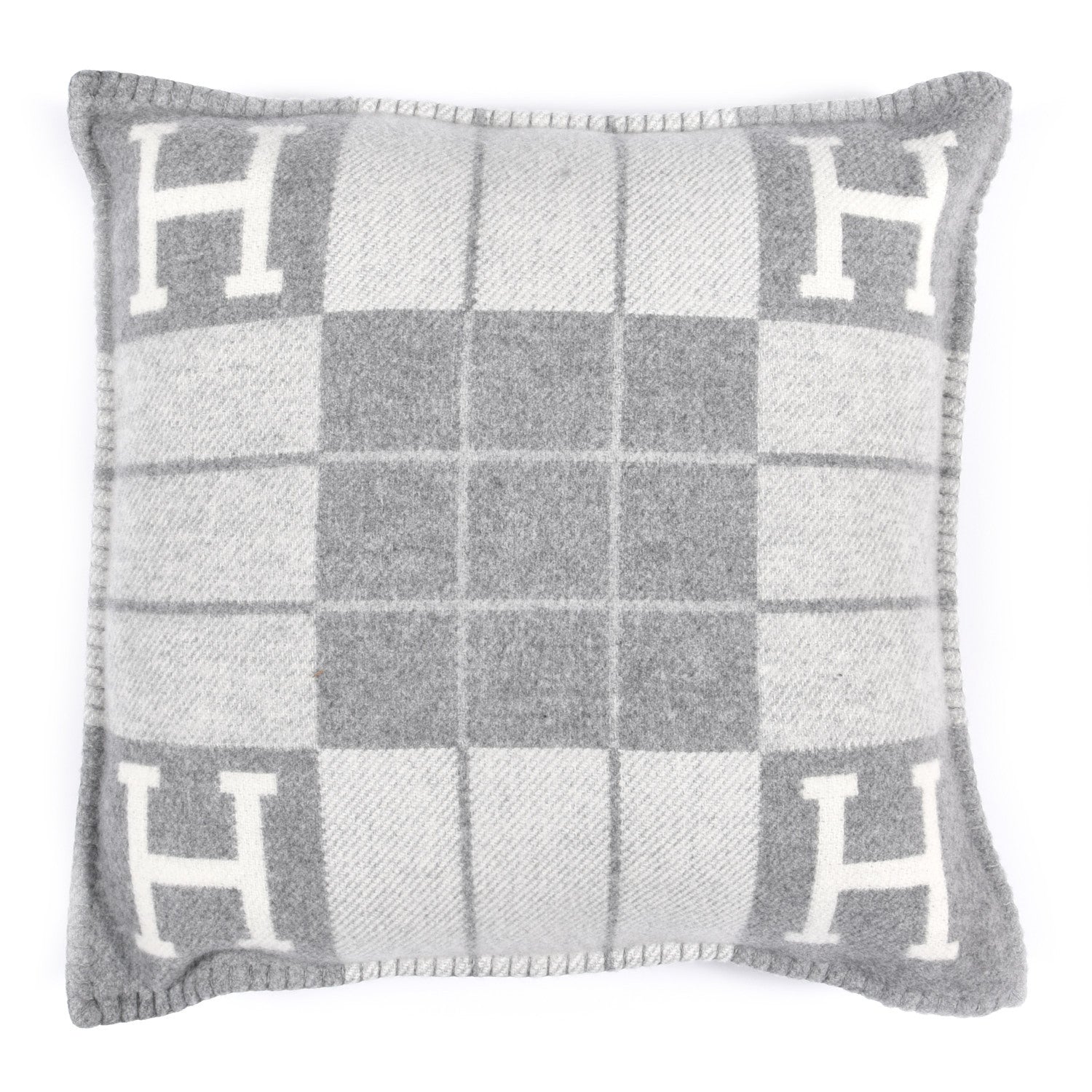 Hermes Wool Cashmere Avalon III Pillow PM Ecru Gris Clair 1 of 4