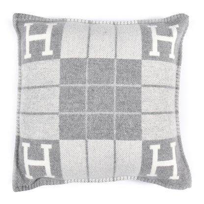 Hermes Wool Cashmere Avalon III Pillow PM Ecru Gris Clair 1 of 4
